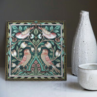 William Morris Birds and Tulips Green Art Nouveau