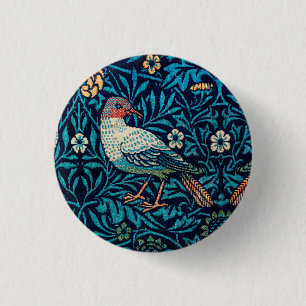William Morris Birds Art Nouveau Floral Pattern Ronde Button 3,2 Cm