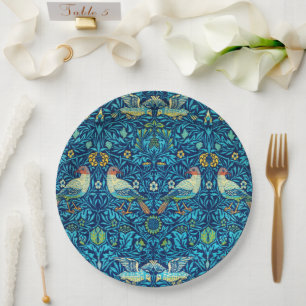William Morris Birds blauw papier borden Papieren Bordje
