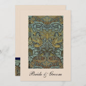 William Morris Birds Pattern Wedding Invitations Kaart (Voorkant / Achterkant)