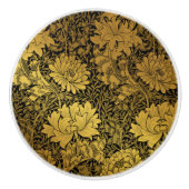 William Morris Black en Gold Floral Pattern Keramische Knop (Voorkant)