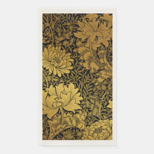 William Morris Black en Gold Floral Pattern Servet (Voorkant)