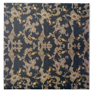 William Morris Black en Gold Pine Cone Design Tegeltje