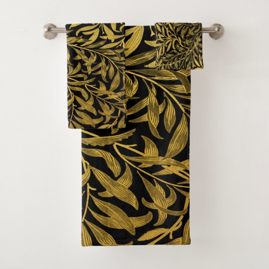 William Morris Black en Gold Willow Bough Bad Handdoek (Insitu)