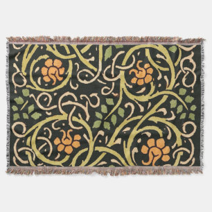 William Morris Black Floral Art Print Design Deken