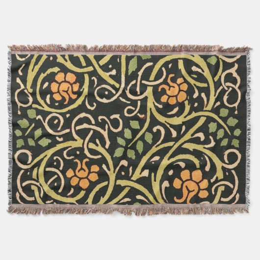 William Morris Black Floral Art Print Design Deken (Voorkant)