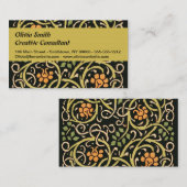 William Morris Black Floral Art Print Design Visitekaartje (Voorkant / Achterkant)