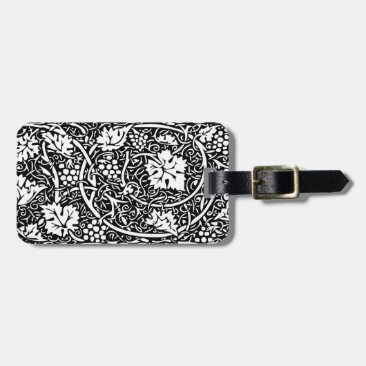 William Morris Black White Grape Vine Bagagelabel (Voorkant horizontaal)