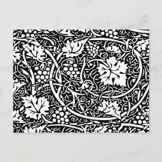 William Morris Black White Grape Vine Briefkaart (Voorkant)
