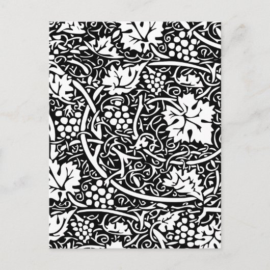 William Morris Black White Grape Vine Briefkaart (Voorkant)