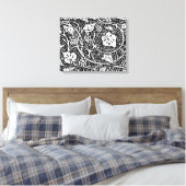 William Morris Black White Grape Vine Canvas Afdruk (Insitu (Slaapkamer))