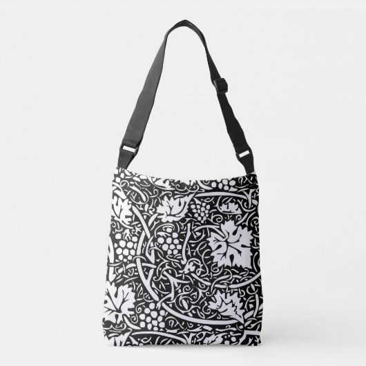 William Morris Black White Grape Vine Crossbody Tas (Voorkant)