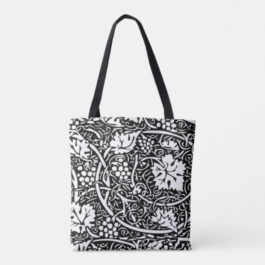 William Morris Black White Grape Vine Draagtas (Achterkant)