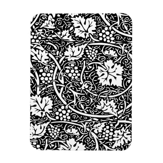 William Morris Black White Grape Vine Magneet (Verticaal)