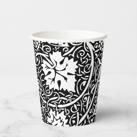 William Morris Black White Grape Vine Papieren Bekers (Achterkant)
