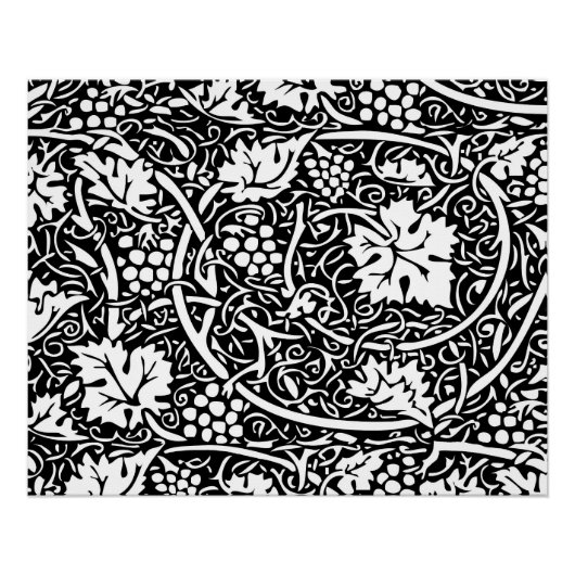 William Morris Black White Grape Vine Perfect Poster (Voorkant)