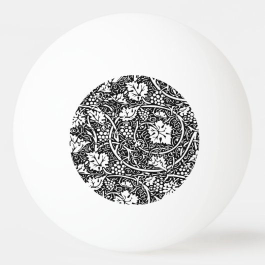 William Morris Black White Grape Vine Pingpongballen (Voorkant)