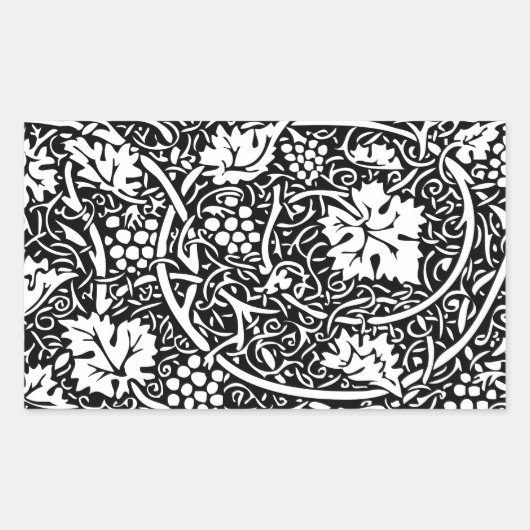 William Morris Black White Grape Vine Rechthoekige Sticker (Voorkant)