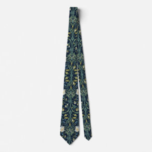 William Morris Blackthorn Blauw Wit Groen Bloemmot Stropdas