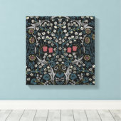 William Morris Blackthorn Floral Art Canvas Afdruk (Insitu (Houten vloer))