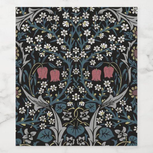 William Morris Blackthorn Floral Art Wijn Etiket (Enkel label)