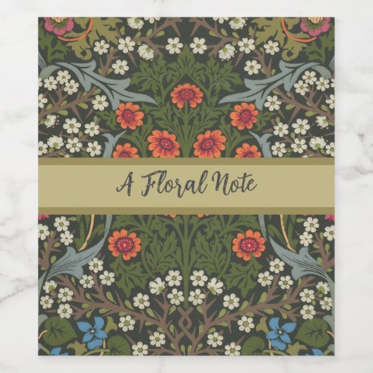 William Morris Blackthorn Garden Flower Classic Wijn Etiket (Enkel label)