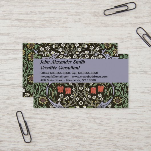 William Morris - Blackthorn Pattern Visitekaartje (Voorkant / Achterkant in situ)