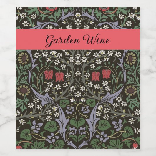 William Morris Blackthorn Tapestry Floral Wijn Etiket (Enkel label)