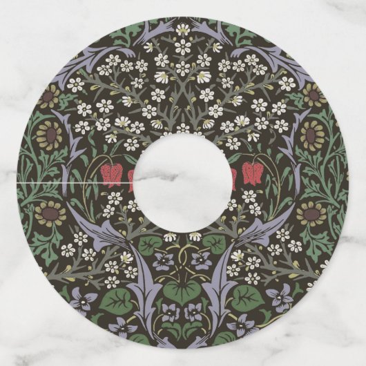 William Morris Blackthorn Tapestry Floral Wijnglaslabel (Voorkant)