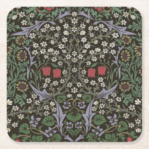 William Morris Blackthorn Tapijt Bloemstuk Vierkante Kartonnen Onderzetter