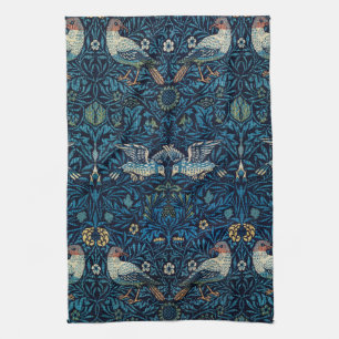 William Morris Blau Vogels Bloem Tapijt Klassieker Theedoek