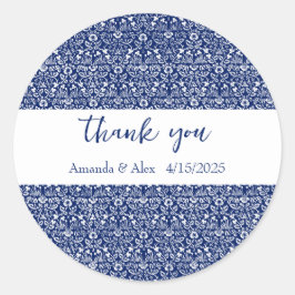 William Morris blauw bloempatroon gepersonaliseerd Ronde Sticker