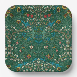 William Morris Blauw en Witte Bloemen Papieren Bordje