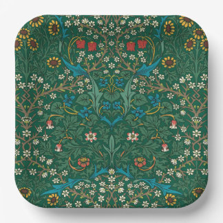 William Morris Blauw en Witte Bloemen Papieren Bordje
