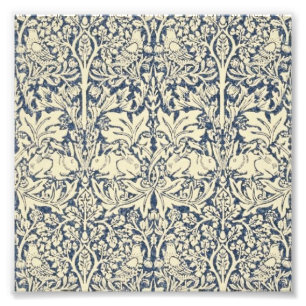 William Morris, Blauw grijs, patroon, art nouveau, Foto Afdruk