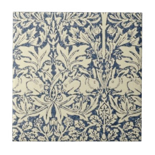 William Morris, Blauw grijs, patroon, art nouveau, Tegeltje