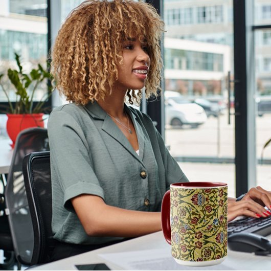 William Morris blauw groen rood Mok