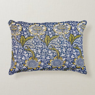 William Morris Blauwe Gele Bloemen Kussen