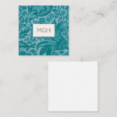  William Morris Blauwgroen Botanisch Monogram Notitiekaartje (Voorkant / Achterkant)