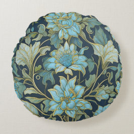 William Morris Blauwgroen Flowers Rond Kussen