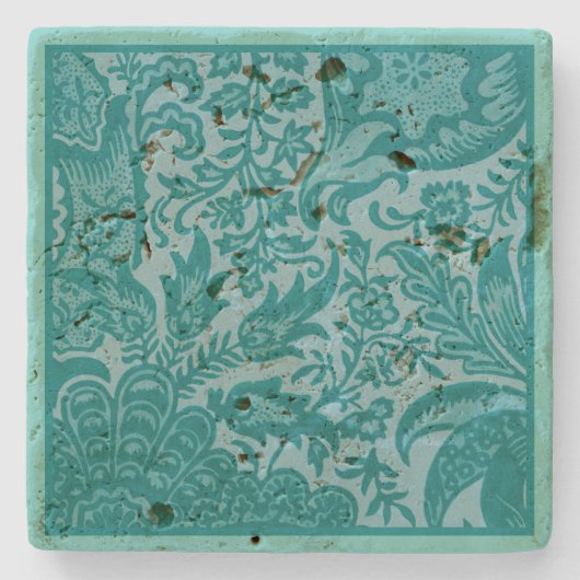 William Morris Blauwgroen Green Botanical Stenen Onderzetter (Voorkant)