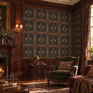 William Morris Bloem Konijn Lapjes Symmetrisch Behang