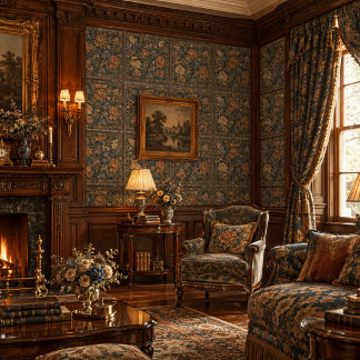 William Morris Bloem Symmetrisch Behang