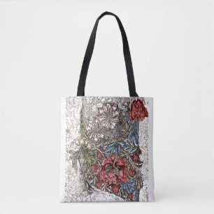 William morris bloemen bloemenillustratie rood bla draagtas
