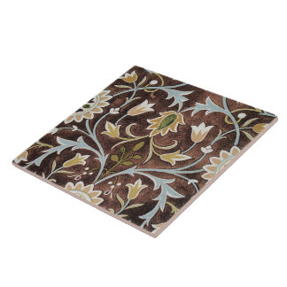 William Morris Bloemen Bruin Blauw Groen Tegeltje