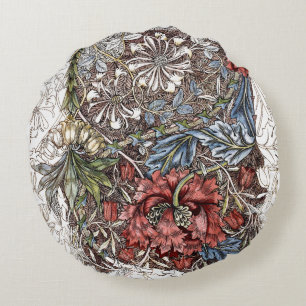 William morris bloemen elegante florale illustrati rond kussen