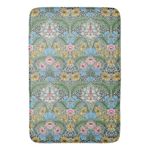 William Morris  Bloemen Geel Blauw Badmat