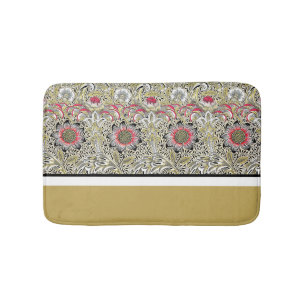 William Morris Bloemen Rood Geel zwart Badmat