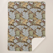 William Morris  Bloemen Wit Rood Sherpa Deken (Voorkant)