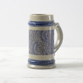William Morris Bloemenmotief Blauw Wit Bierpul (Voorkant rechts)